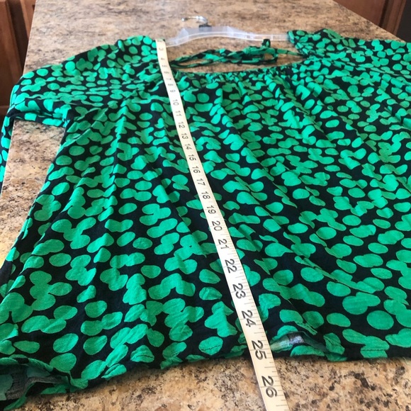 Ava & Viv Balloon Long Sleeve Blouse Polka Dots Green - Picture 3 of 10